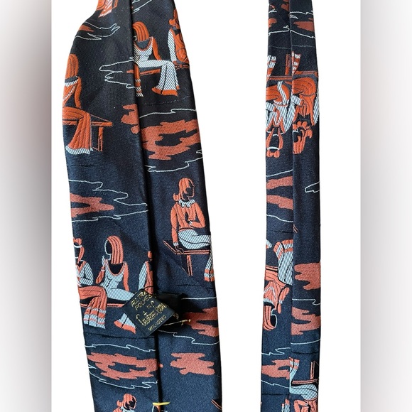 Custom Cravatieur Vintage 70s Hippie Woodstock Outdoor Art to Wear Retro Tie - Picture 6 of 8